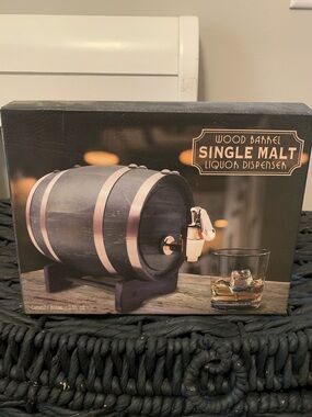 Wood Barrel Single Malt Liquor Dispenser - Black